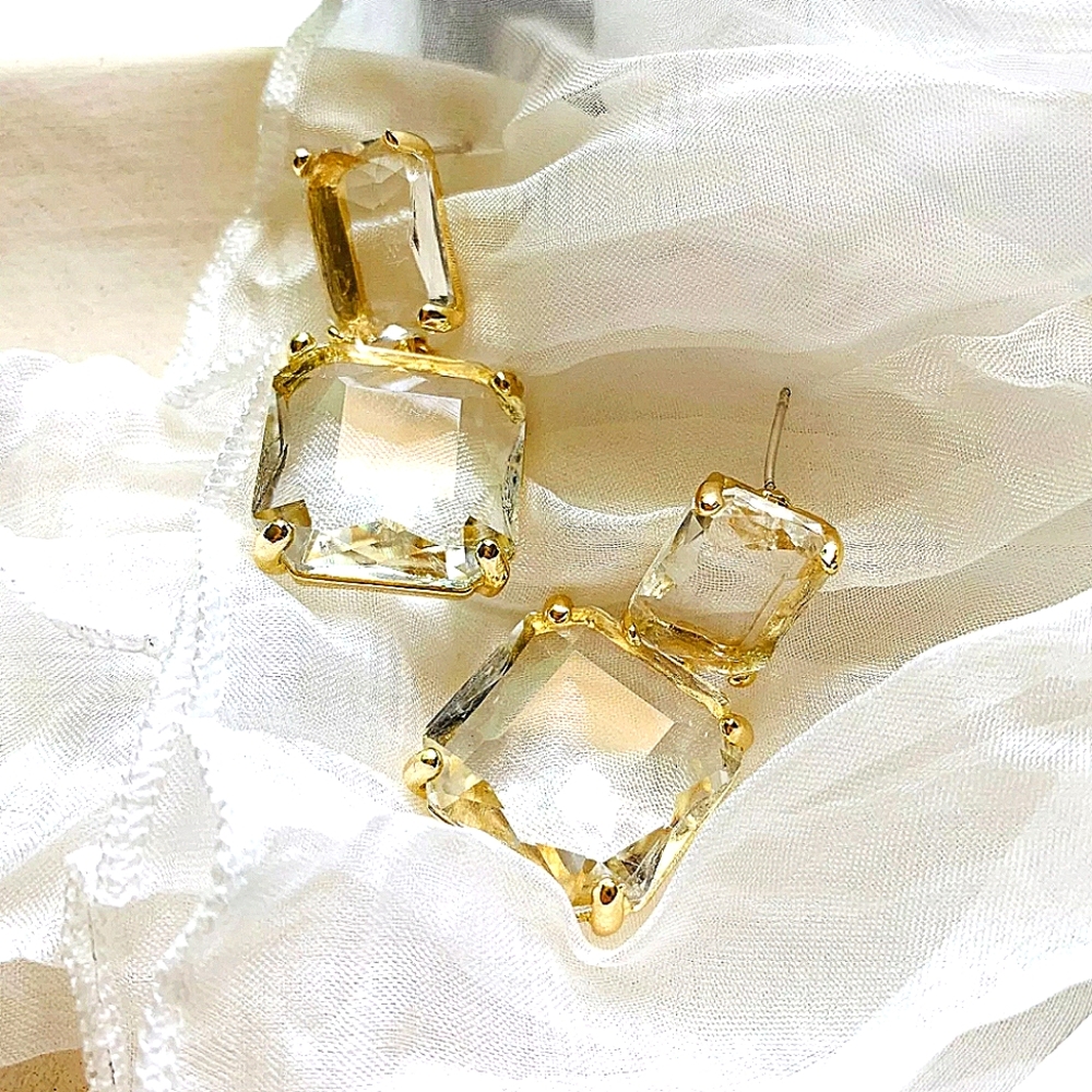 Anthropologie transparent glass dangle earrings; nwot - Picture 7 of 12